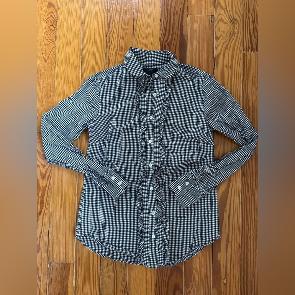 J Crew Black Gingham Buttondown Shirt